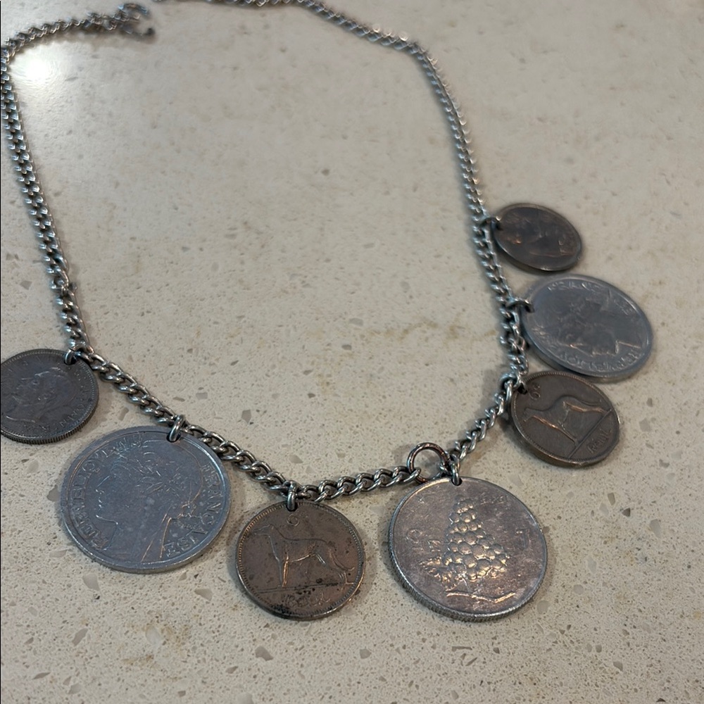 VINTAGE European Coin Necklace - Picture 2 of 5